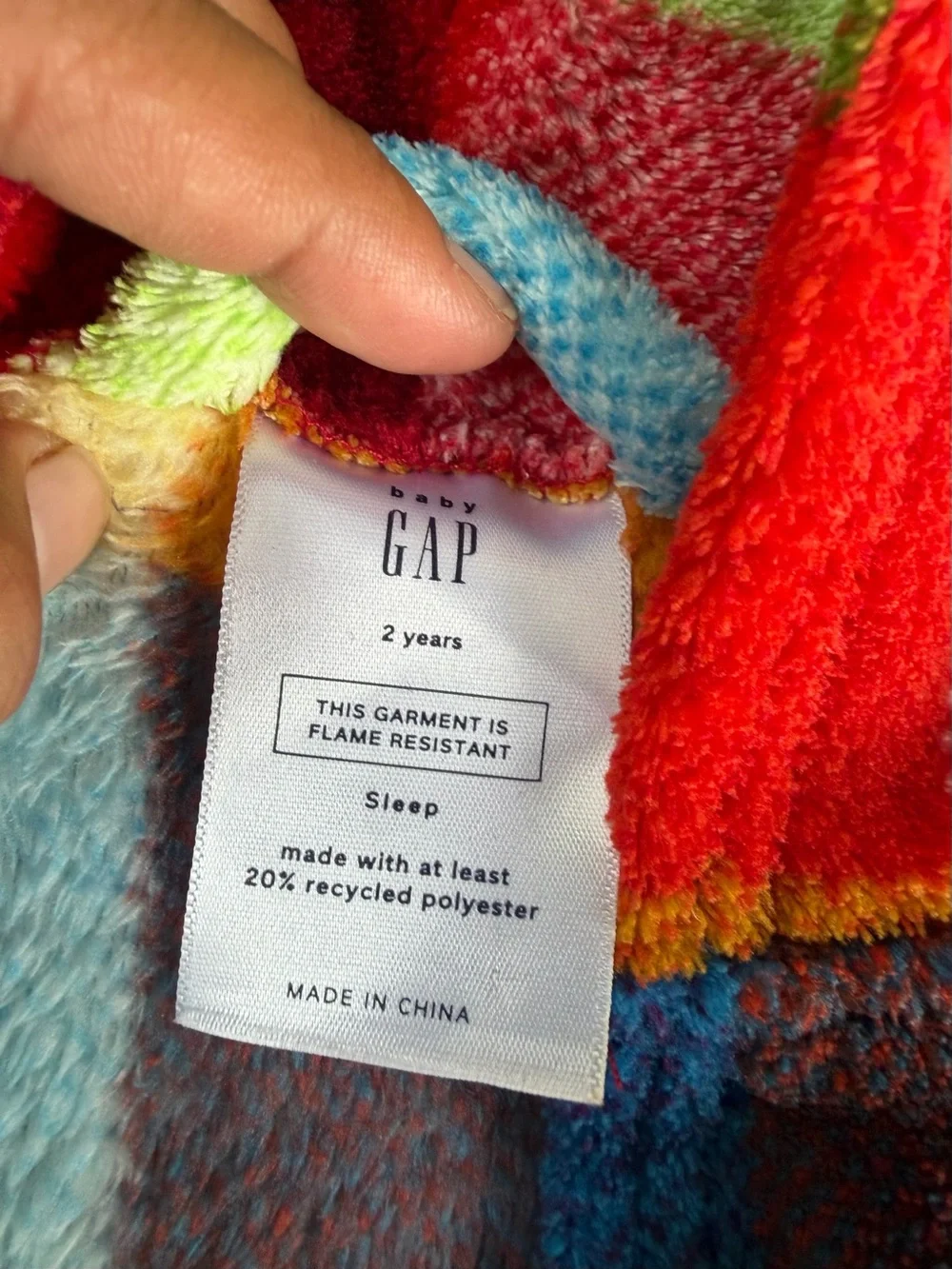 GAP Baby Multicolor Fuzzy Sleepwear - Red, Blue, Green